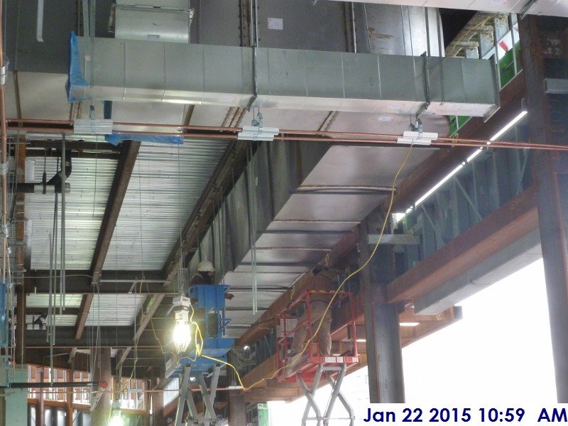 Continued installing black iron ductwork at the 4th Floor Facing South-East